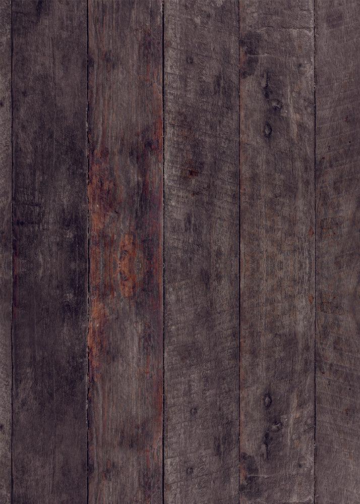 Sfondo fotografico in legno scuro a doghe, dall'aspetto rustico e vissuto.