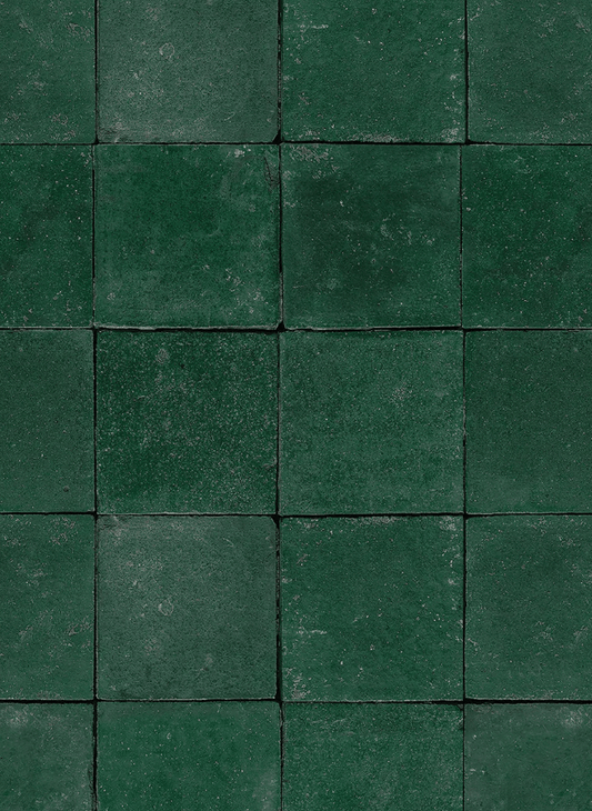 Lo sfondo "Avocado" in vinile, con mattonelle irregolari e tonalità di verde bottiglia, è ideale per food photography, creando profondità e originalità.