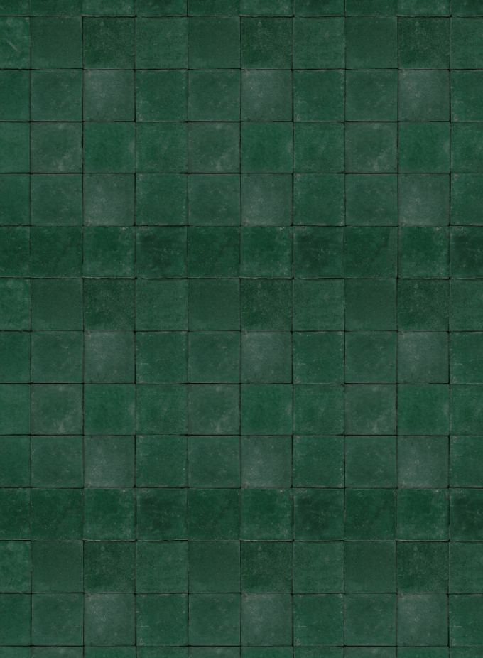 Lo sfondo "Avocado" in vinile, con mattonelle irregolari e tonalità di verde bottiglia, è ideale per food photography, creando profondità e originalità.