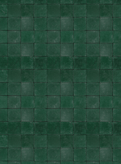 Lo sfondo "Avocado" in vinile, con mattonelle irregolari e tonalità di verde bottiglia, è ideale per food photography, creando profondità e originalità.