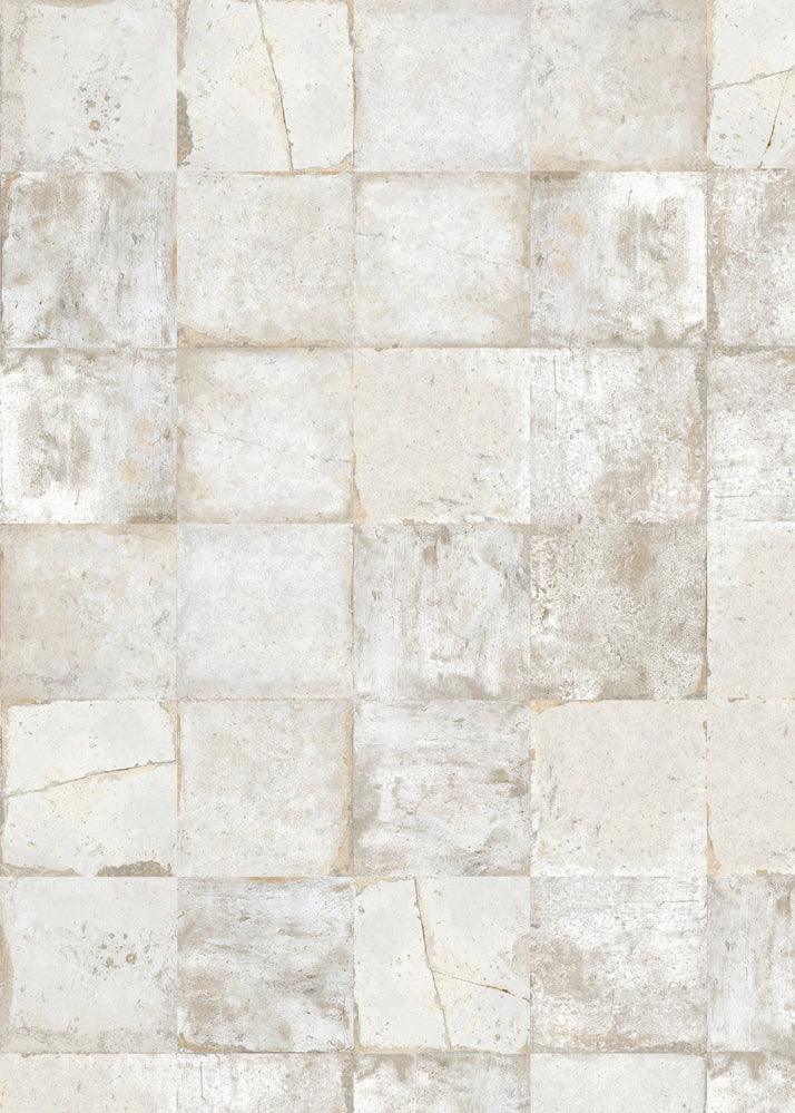 Sfondo piastrelle chiare e dall’aspetto vintage. Tonalità neutra. 