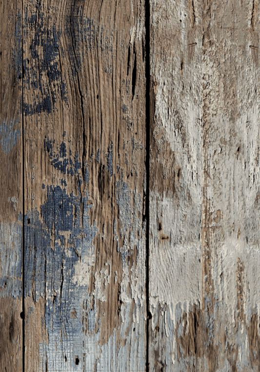 Sfondo fotografico BOSCO in vinile, con legno rustico e vernice scrostata, perfetto per food photography rustica, naturale e versatile