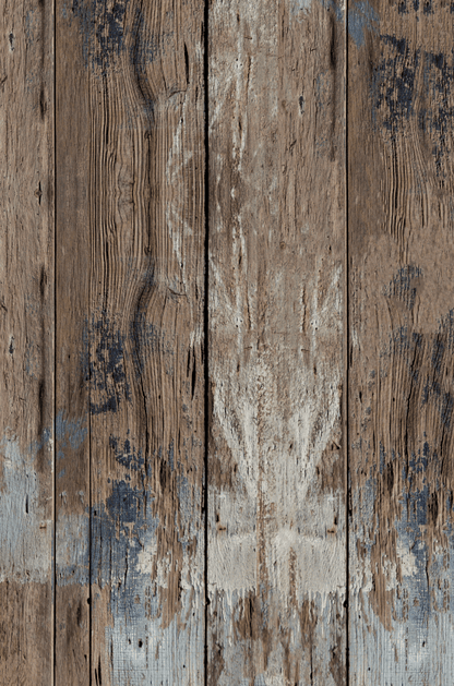 Dettaglio di sfondo fotografico in legno a doghe verticali usurato dal tempo