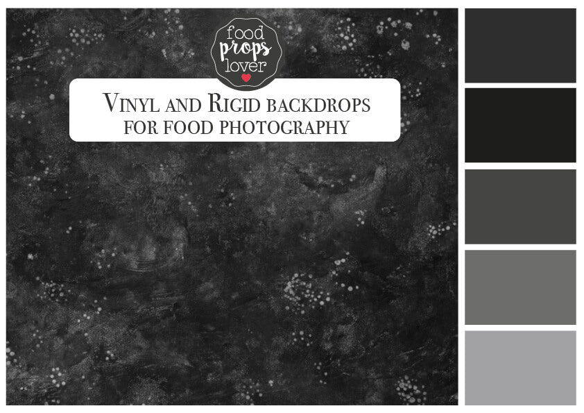 Sfondo fotografico scuro in vinile effetto materico, con superficie opaca e profonda, ideale per fotografie di food dallo stile drammatico.