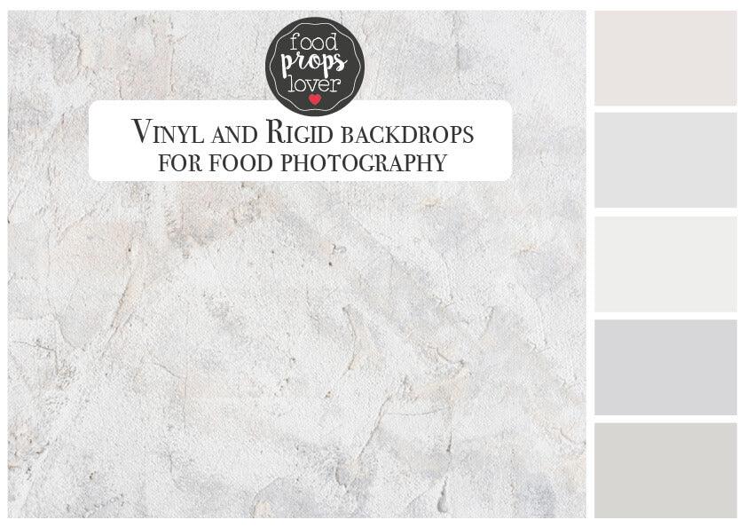 Palette colori utilizzata per lo sfondo fotografico in vinile con superficie effetto intonaco chiaro, perfetto per fotografie di food. 