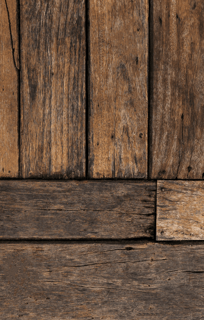 Sfondo fotografico IROKO in vinile, con doghe intrecciate in orizzontale e verticale, perfetto per scatti rustici e tradizionali di cibo casalingo.