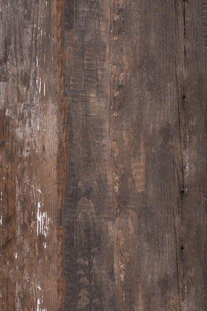 Sfondo fotografico in vinile con effetto legno scuro rustico e vissuto, perfetto per scatti caldi, autentici e pieni di atmosfera.