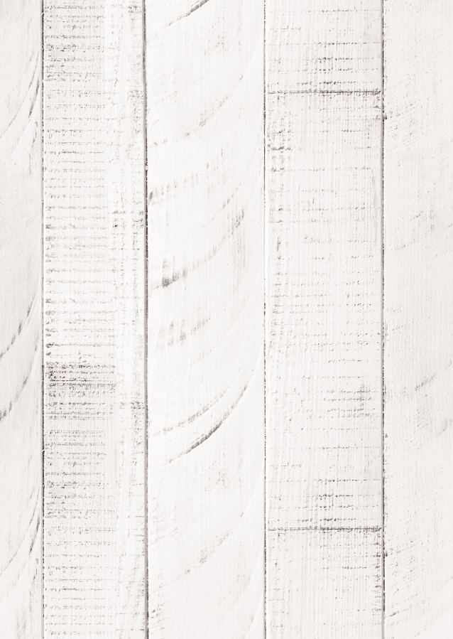 Dettaglio dello sfondo fotografico bianco a doghe sfalsate e rustiche, con segni di graffi e del tempo. Tono su tono.
