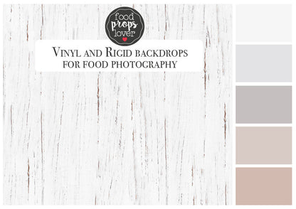 palette colori dello sfondo fotografico in vinile effetto legno decapato bianco, con dettagli naturali a vista