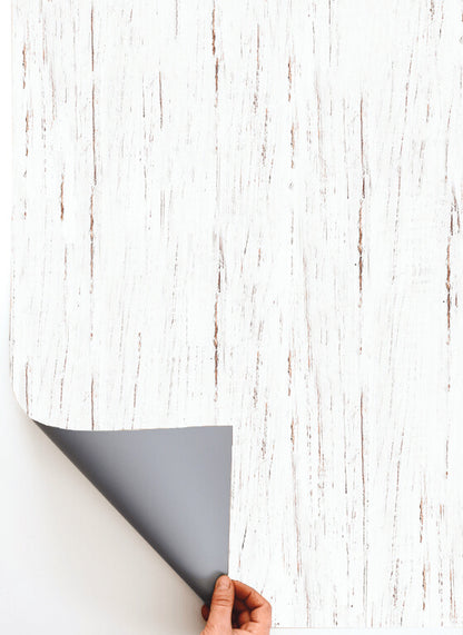  Sfondo fotografico in vinile effetto legno decapato bianco, con dettagli naturali a vista, ideale per set minimalisti e rustico-chic.
