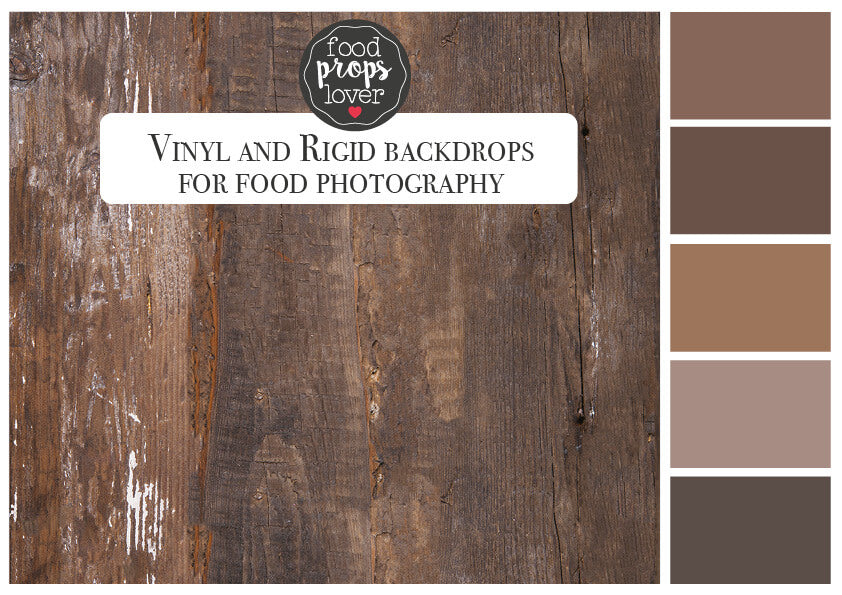 Palette colori utilizzata nello fondo fotografico in vinile con effetto legno scuro rustico e vissuto