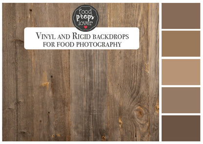 Sfondo fotografico per food photography in vinile con effetto legno rustico e vissuto, perfetto per scatti caldi e autentici.