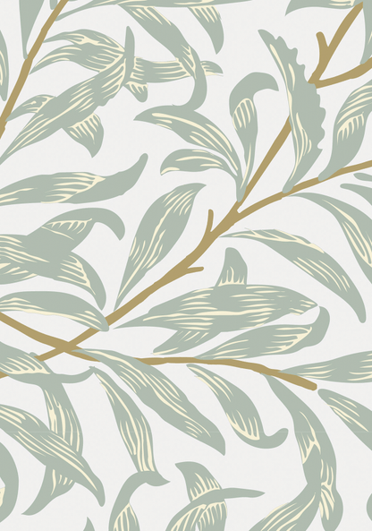 Texture/14: Sfondo fotografico elegante con foglie verdi e rami stilizzati su base bianca, perfetto per valorizzare prodotti, packaging e oggetti.