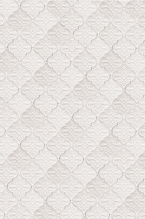 sfondo bianco con piastrelle decorative effetto rilievo